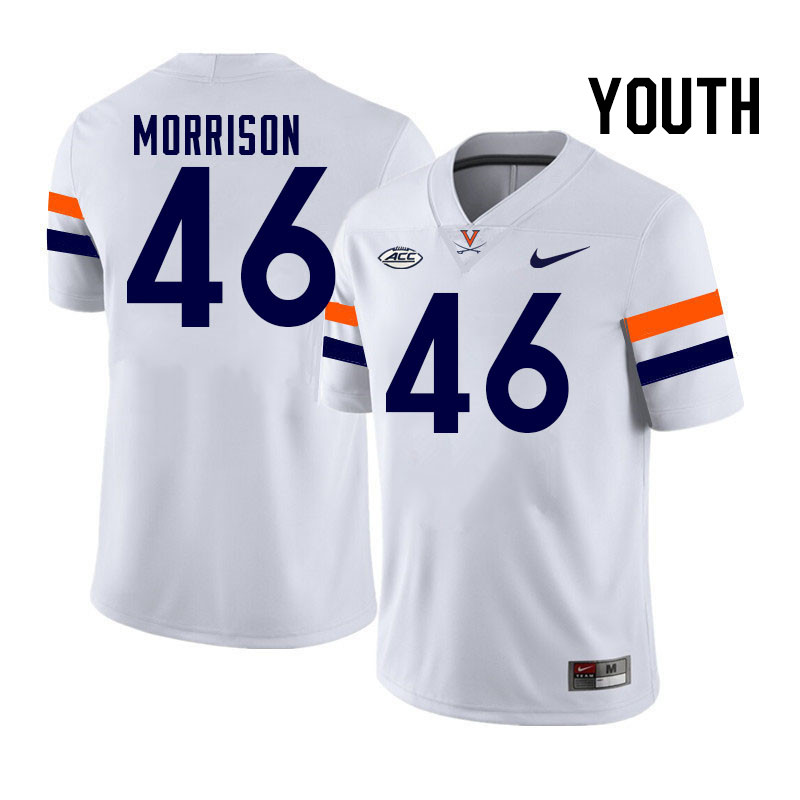 Youth Virginia Cavaliers #46 Chase Morrison College Football Jerseys Stitched-White